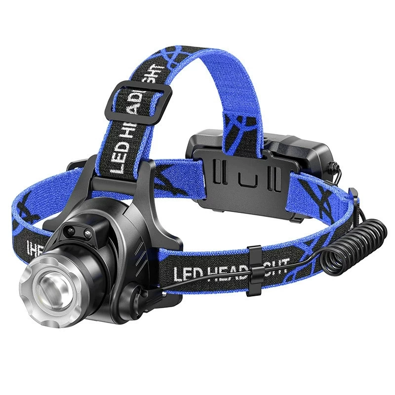 T6 strong light rechargeable headlight led zoom outdoor mountaineering night fishing light