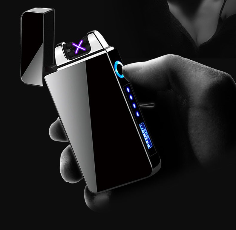 Creative power display dual arc usb charging lighter